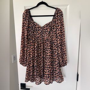 Long-sleeve Babydoll Mini Dress